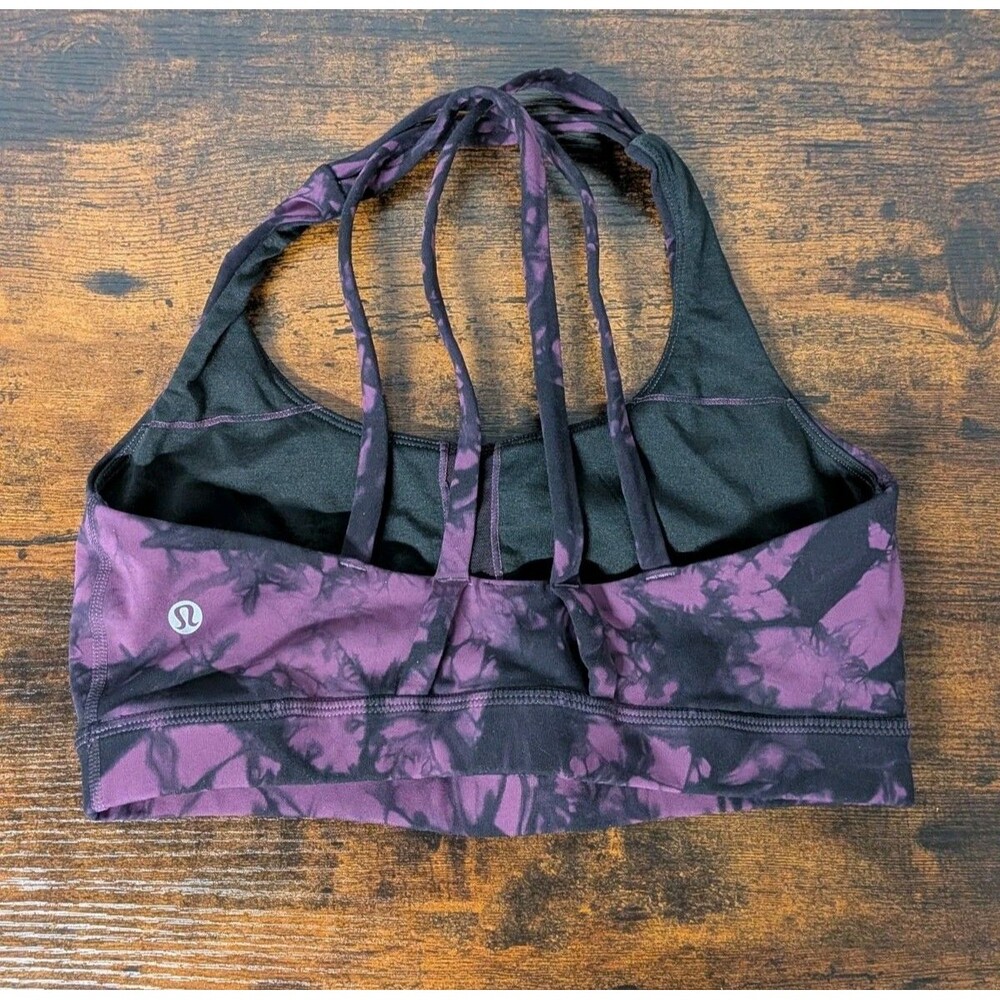 Lululemon Sz 6 Shibori Energy Bra‎ Darkest Magenta Black Tie Dye